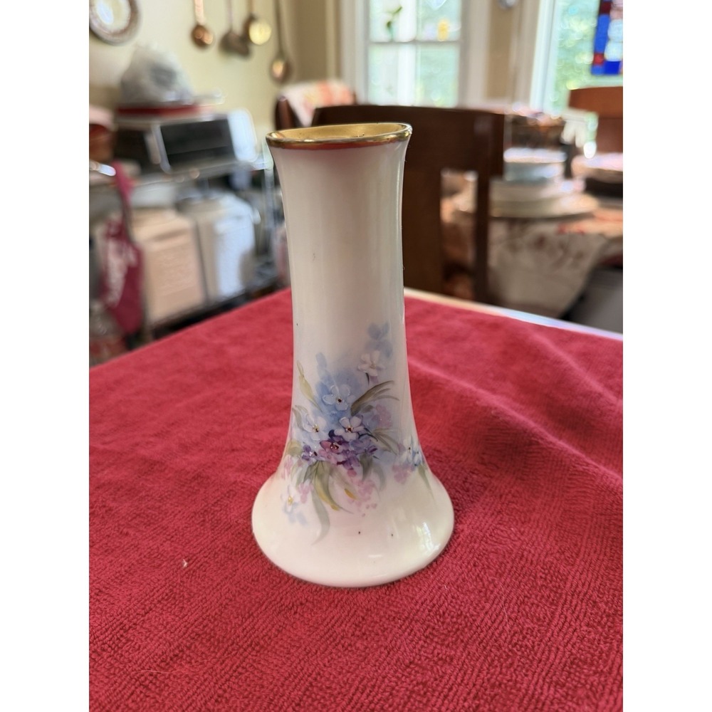 Antique MZ Austria Hatpin Holder 6.25" Handpainted Violets c.1900